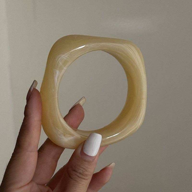 Dipped Shop - Irregular Acrylic Resin Bangle Bracelets DP25B583: Khaki