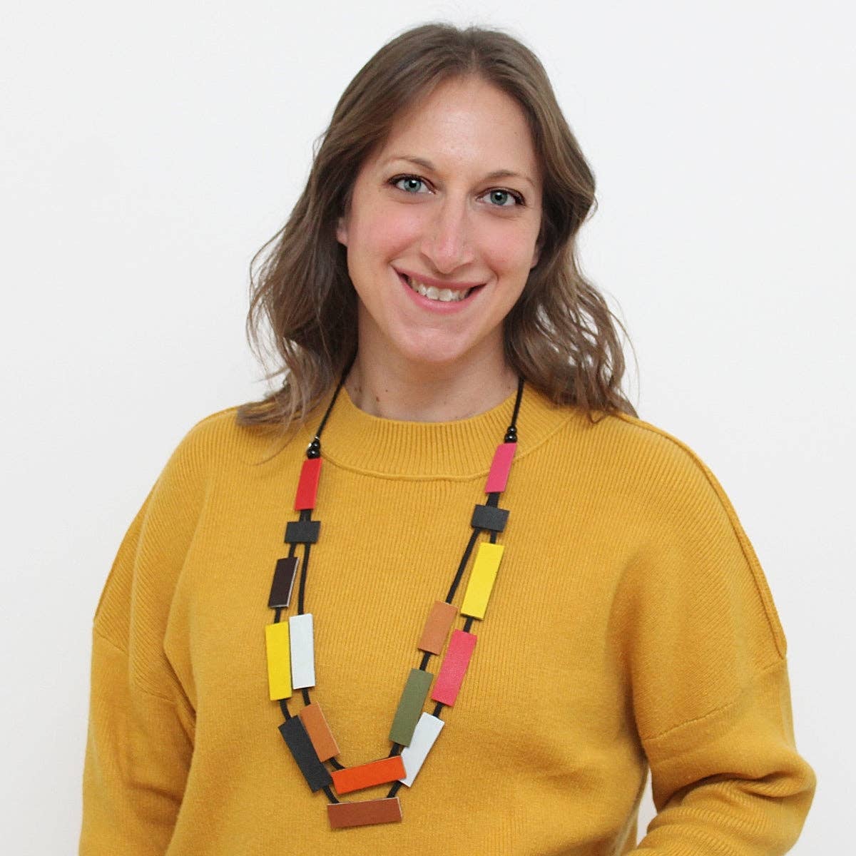 Sylca Designs - Multicolor Lottie Leather Necklace, funky statement necklace