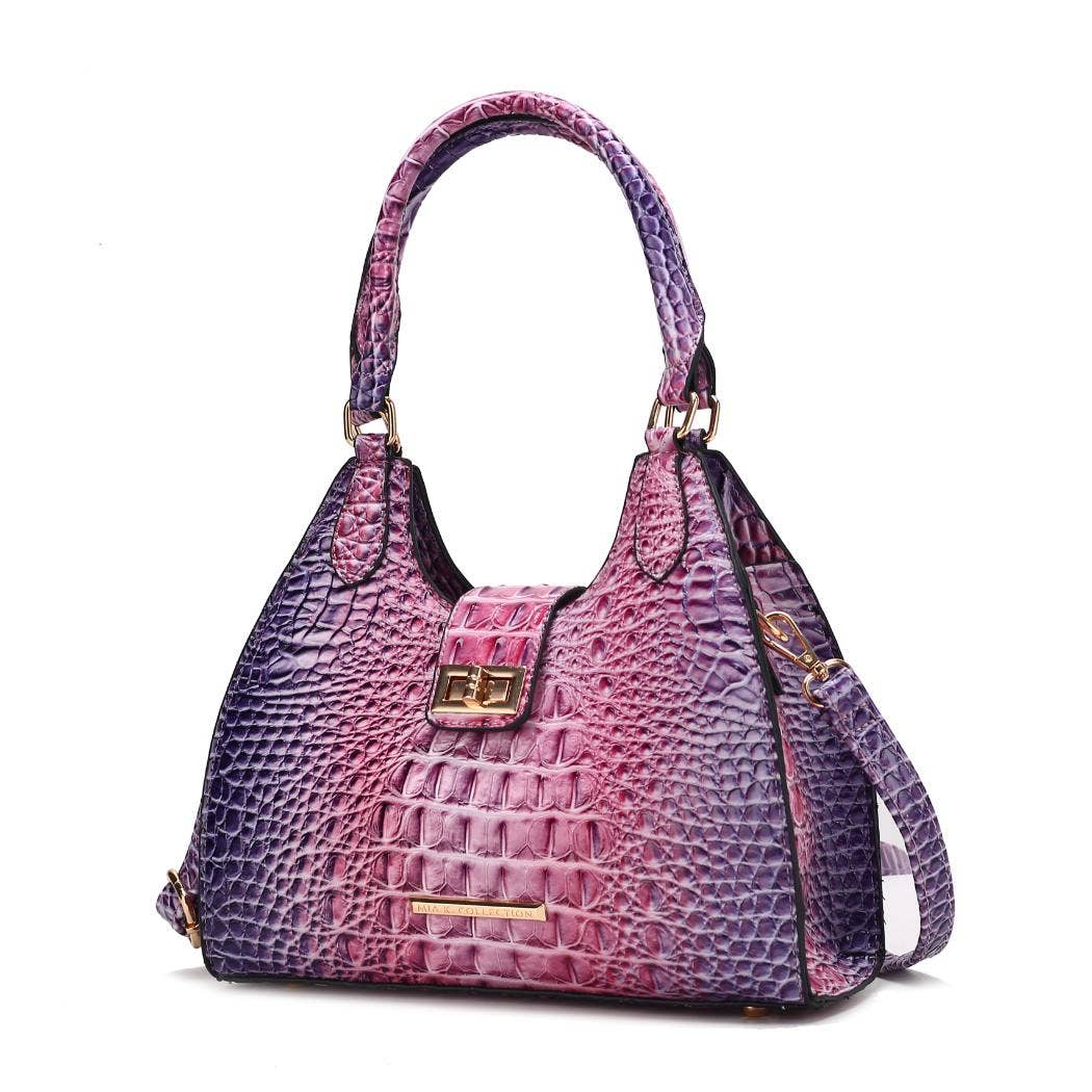MKF Collection - MKF Ava Gradient Rainbow Faux Crocodile Embossed Tote Bag: Brown