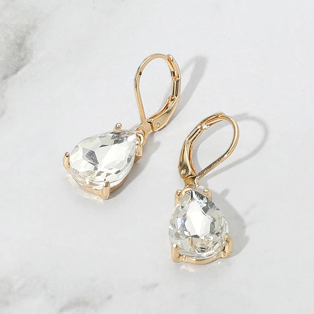 Sensibling Corp. - Teardrop Glass Stone Drop Dangle Earrings: AB,Royal Blue