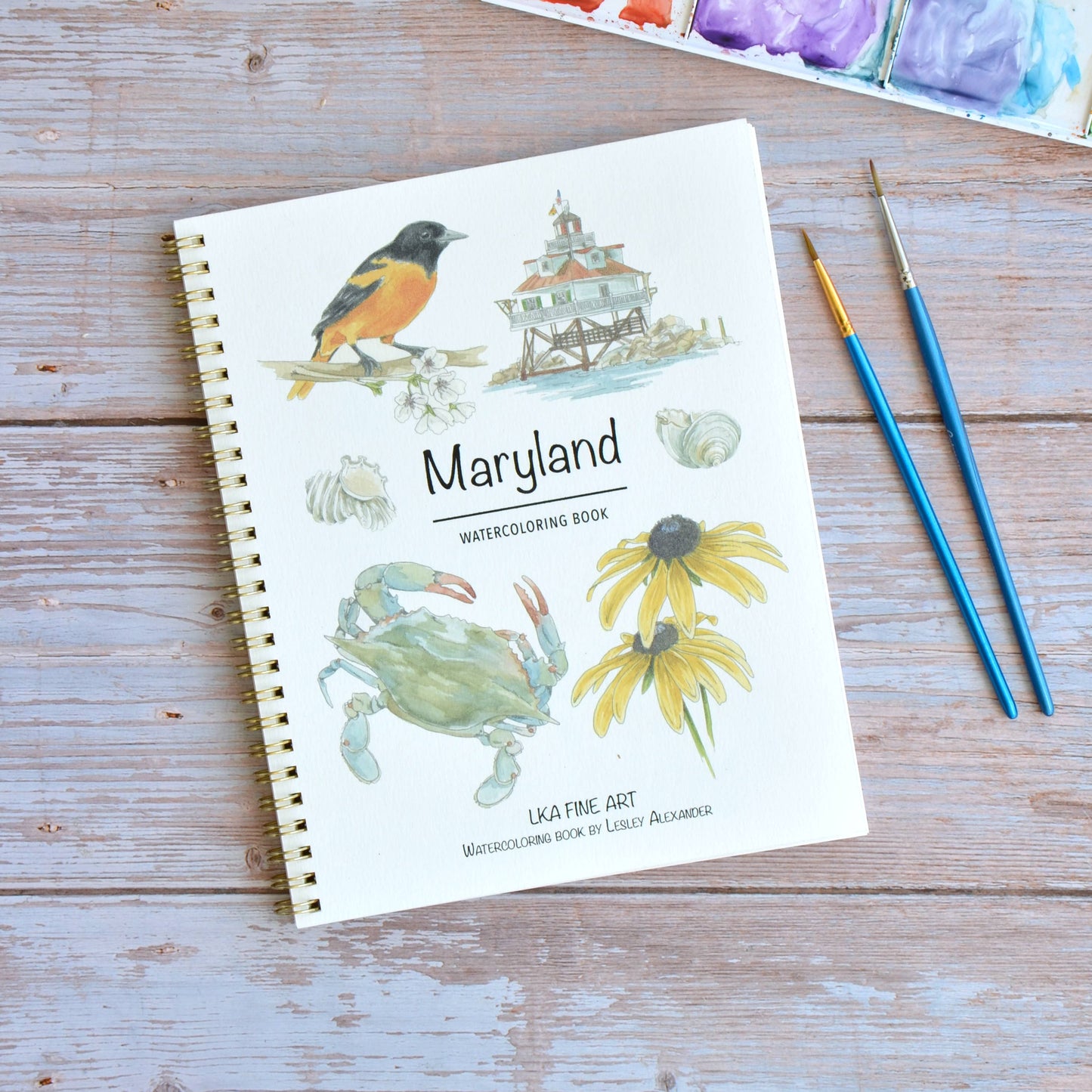 LKA Fine Art - Watercolor workbook, Maryland Themed Watercoloring book