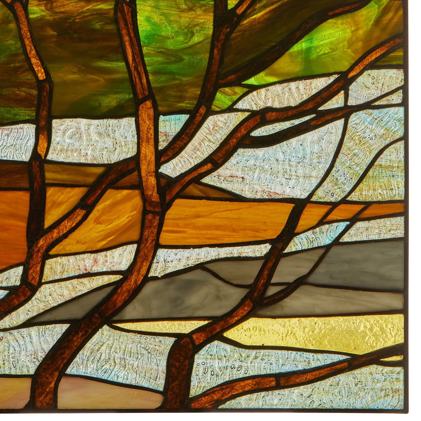 River of Goods - 20"H Fall Treescape Stained Glass Window Panel