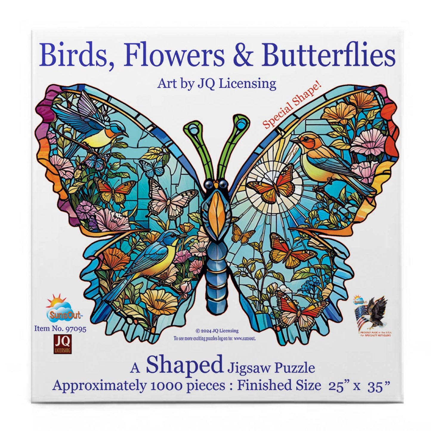 SunsOut - 5397 Birds, Flowers and Butterflies Shape pc Puzzle