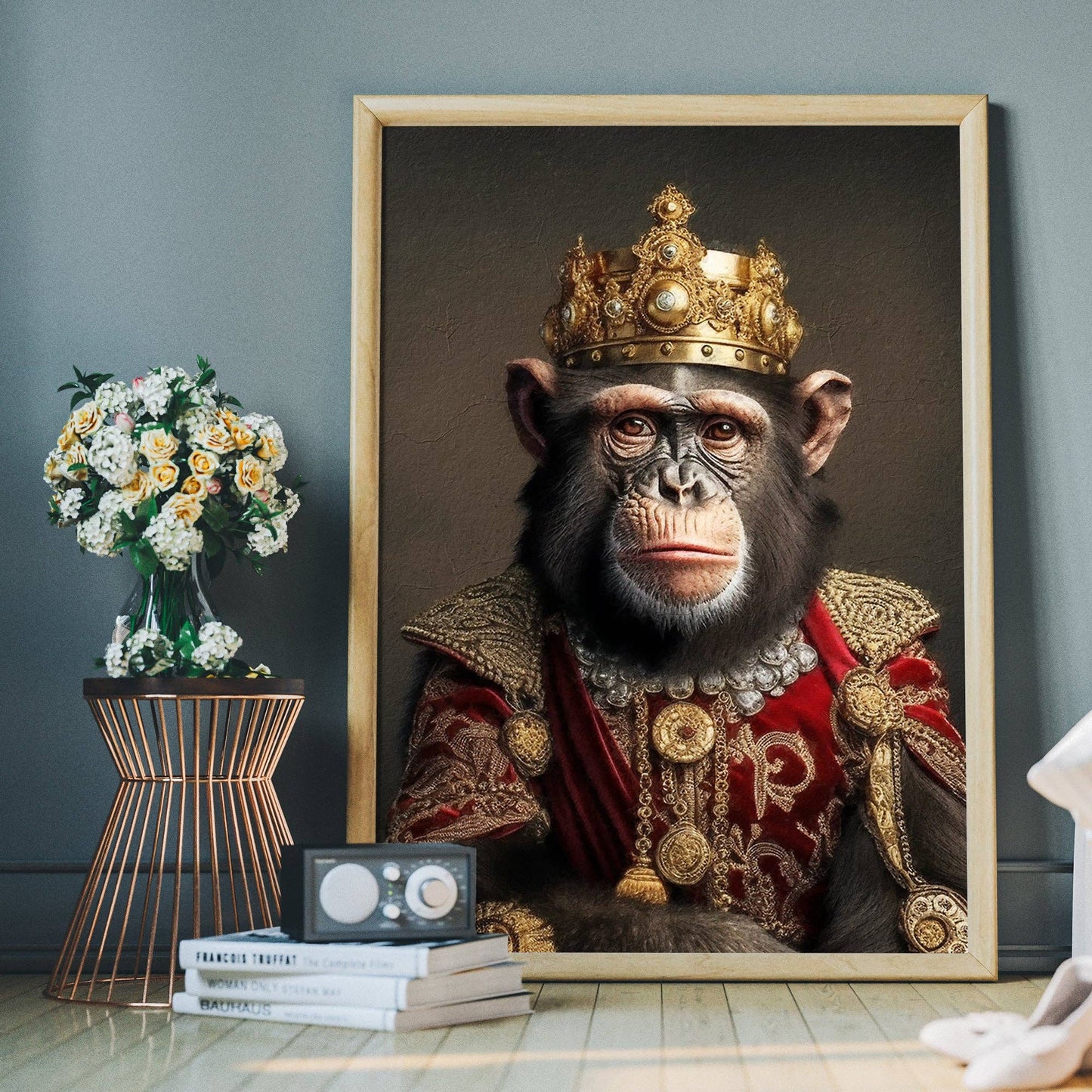 Ink & Drop - Chimpanzee Animal Portrait Print: 11 ¾ x 15 ¾ in | 30x40 cm / Matte