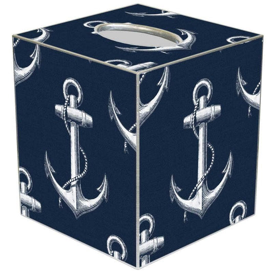 Marye-Kelley - Vintage Anchor Navy Tissue Box Cover: Paper Mache