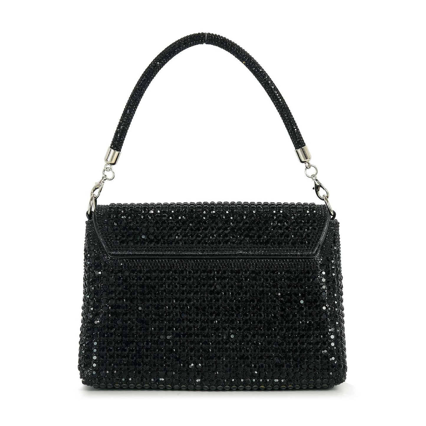 Handbag Express - Front Flap Dazzling Rhinestone Pattern Hand Tote: Silver