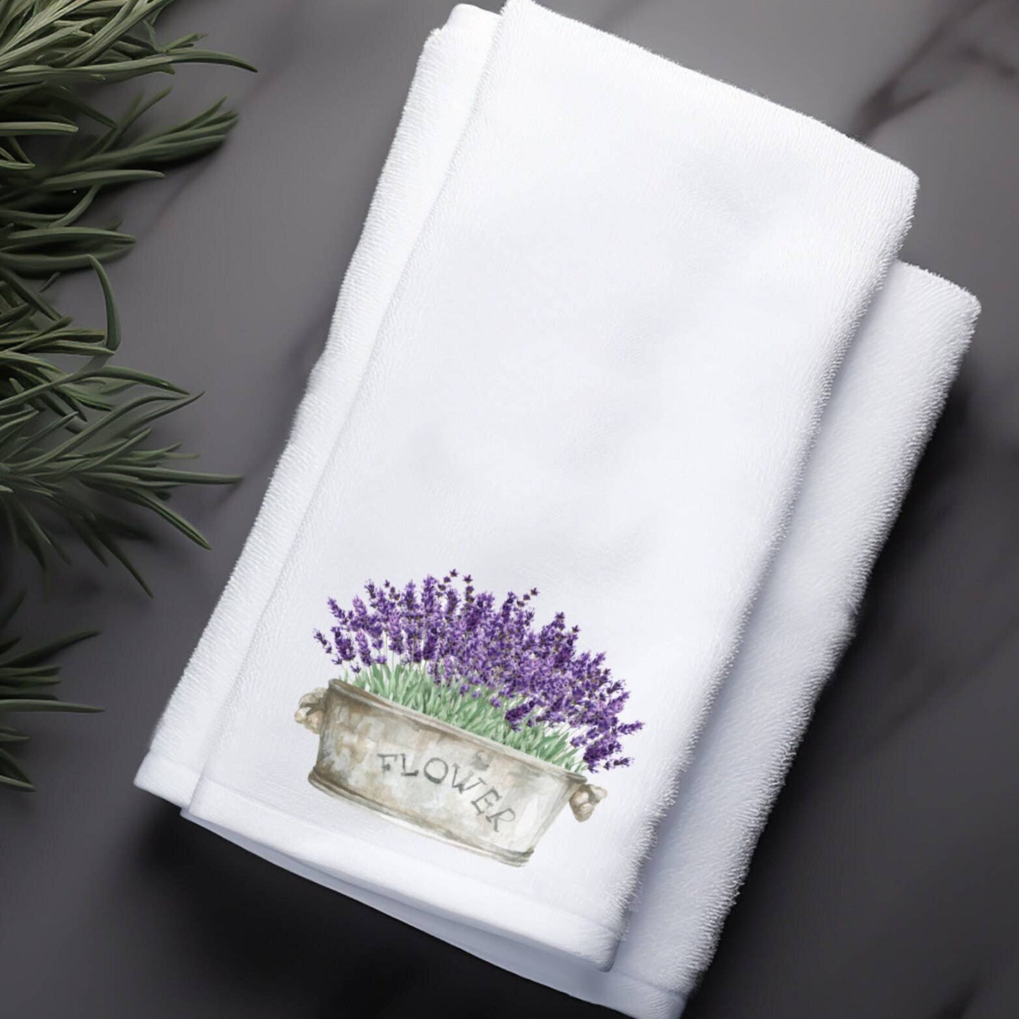 Fernville Creations - Chic Lavender Flower Tip Towel in Velour/Cotton Blend
