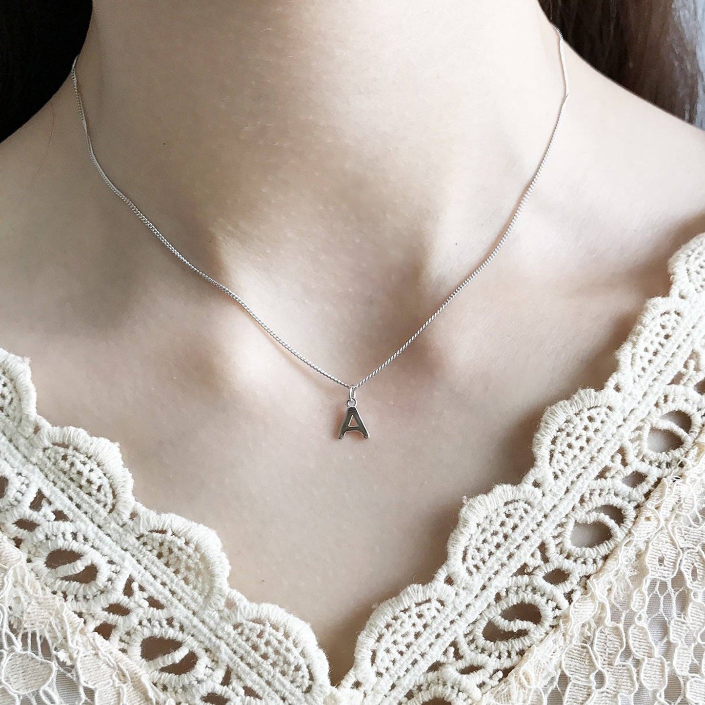 Haengseongworkshop - Initial Custom Letter Necklace 14/15/16 inches with Extender Surgical Steel: 16 inches / B