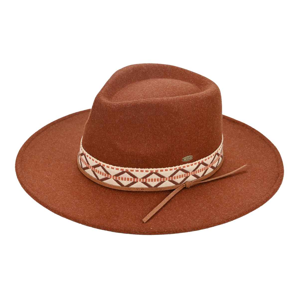 MiMi Wholesale - VFE0005 Geometric Band Felt Panama Hat: Oatmeal