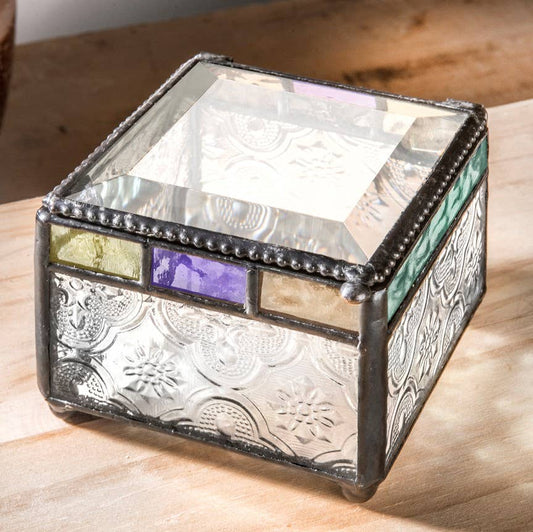 J Devlin Glass Art & Bert Anderson Collection - Colorful Purple Turquoise Blue Green Glass J Devlin Box 905