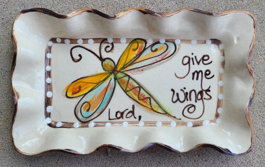 Heartfelt Traditions - Small Rectangle Plate (Dragonfly Wings)