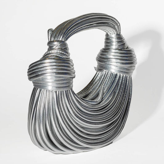 Gypsie Jane - Vegan leather stringy detail handbag: SILVER / ONESIZE