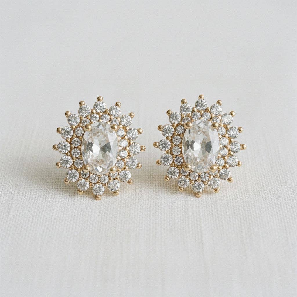 Ellemadera - Elegant Oval Gemstone Dangle Earrings