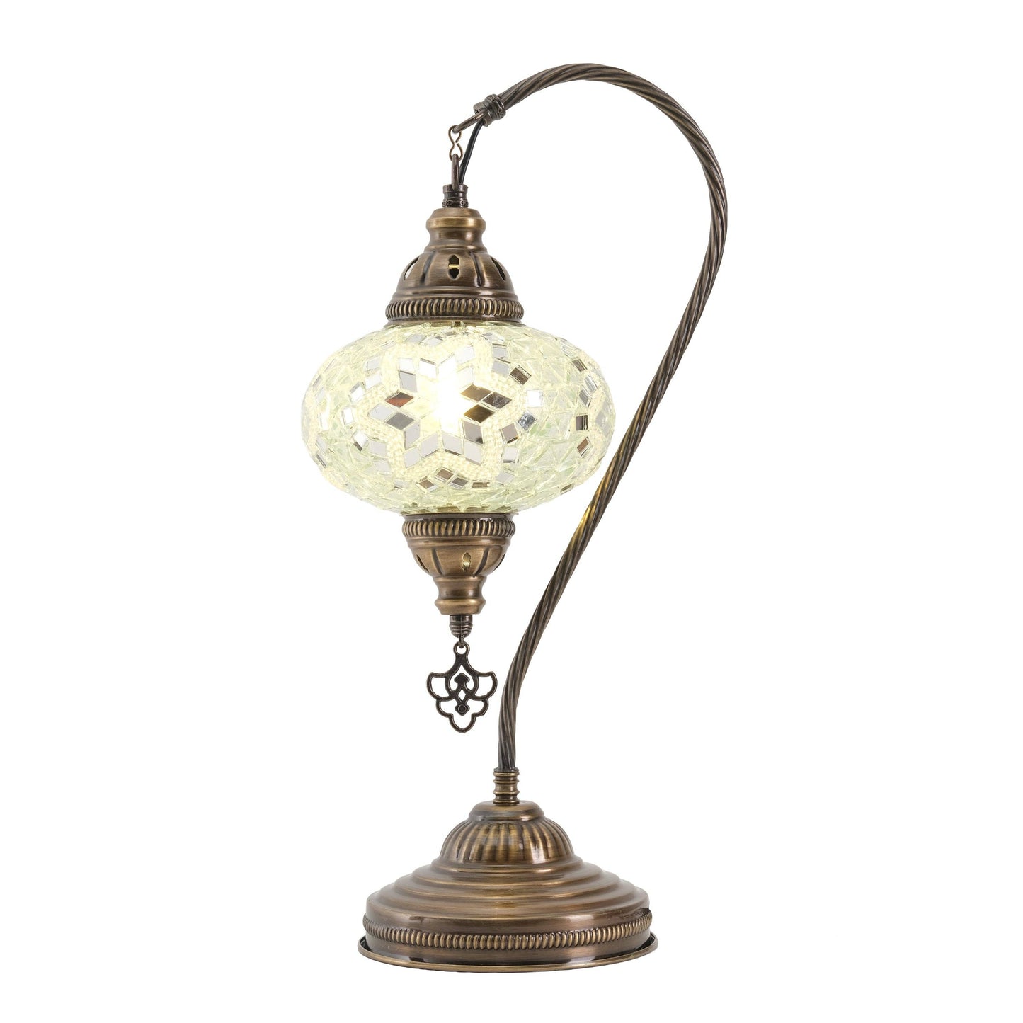 Mozaist LLC - Mozaist Handmade Turkish Mosaic Swan Table Lamp White