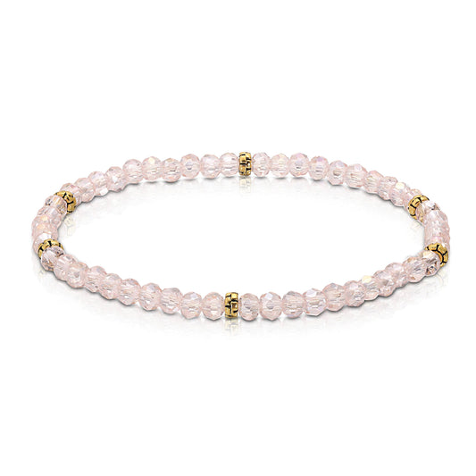 My Fun Colors - Mini Crystal Beaded Stretch Bracelet | So Many Great Colors!: Light Pink+Gold Accent (MC203G)