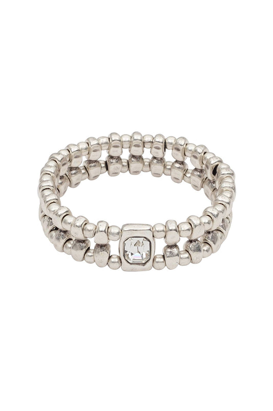 Chanour - Handmade Clear Crystal Pewter Bracelet - NB2521