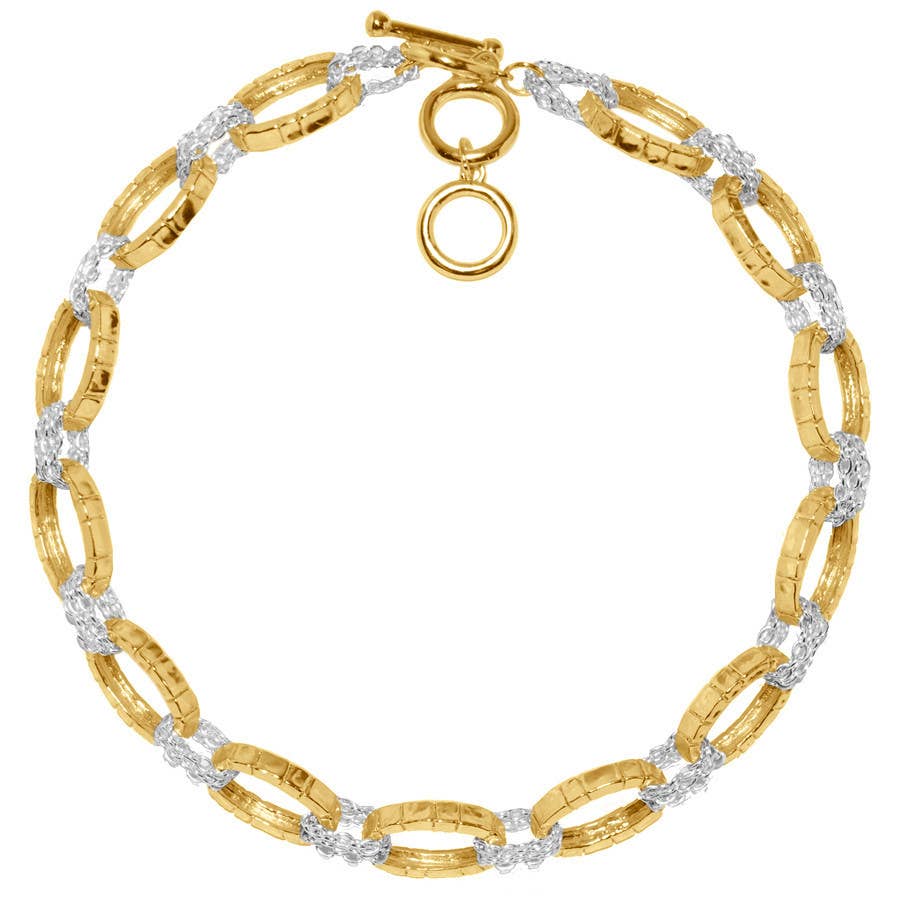 KARINE SULTAN - Mixed metal oval brick and chain collar necklace: Silver/Gold