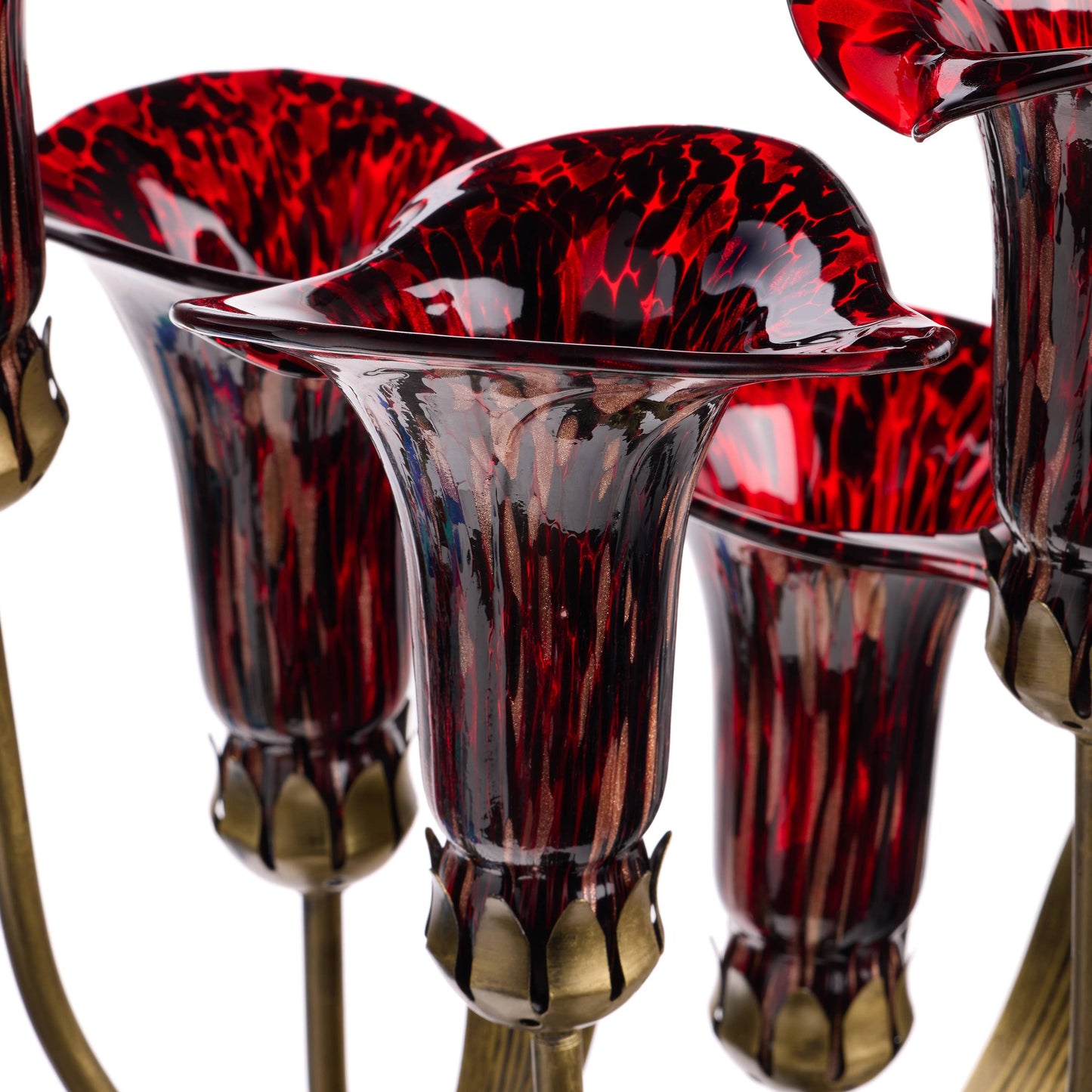 River of Goods - 20"H Red Hand Blown Glass 5 Calla Lily Uplight Accent Lamp
