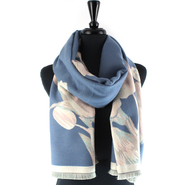 Pretty Persuasions - S23297 Ice Tulips Scarf: 12 Blue/Grey