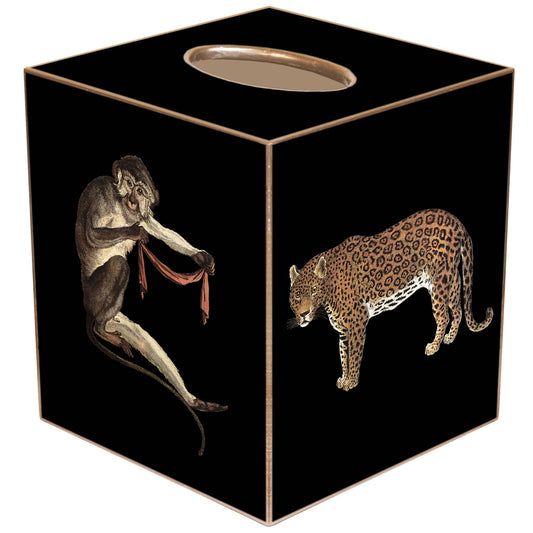 Marye-Kelley - Vintage Safari - Leopard, Zebra & Monkeys Tissue Box Cover: Paper Mache
