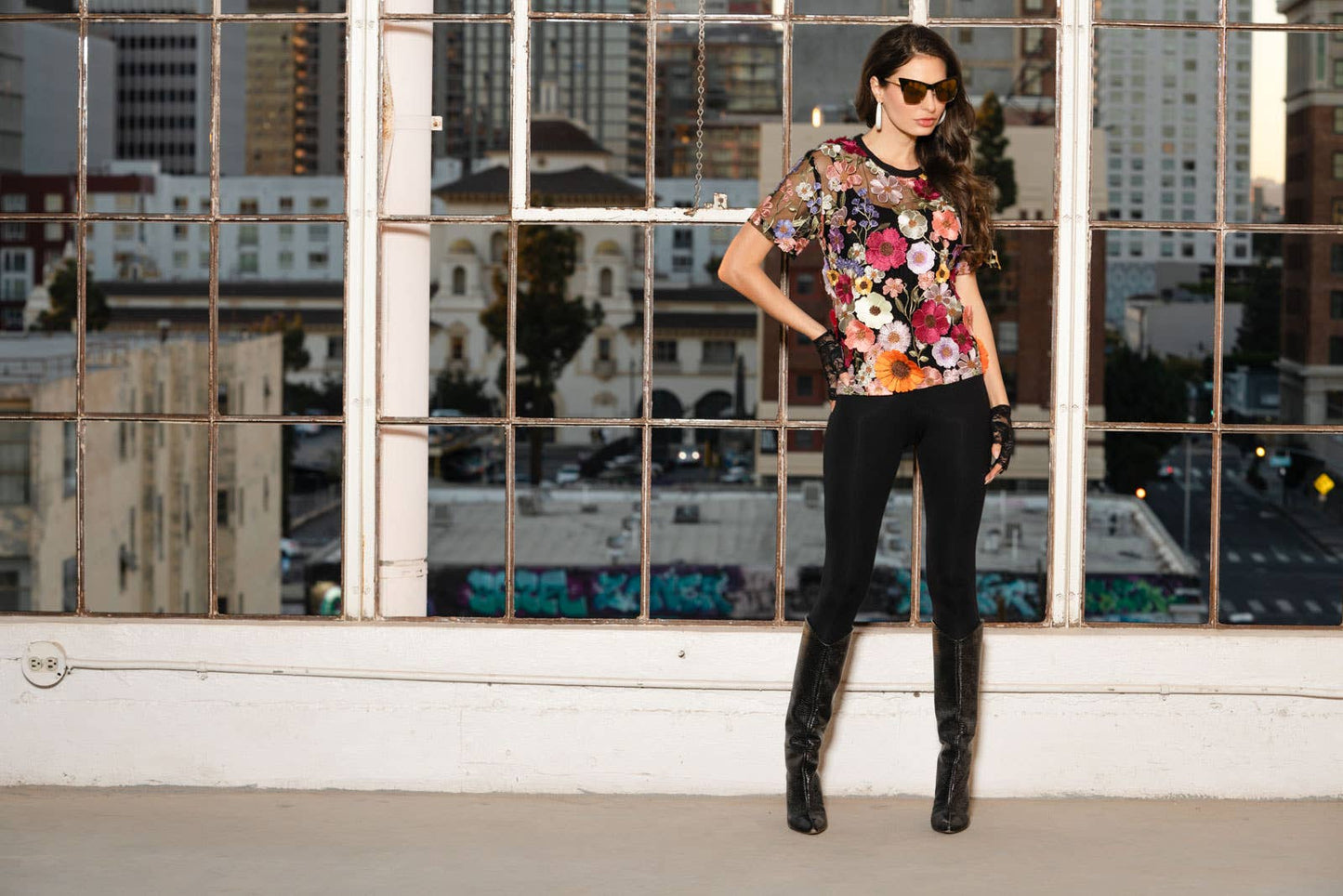 Adore - L3684-3 - Floral Embroidered Lace Top: XL