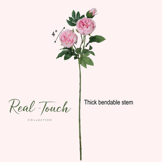Angel Isabella - 32" Lifelike & Elegant Real Touch Artificial Peony: Pink