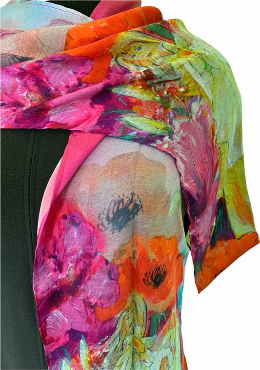 NINA J - Happy Flower Spirits Silk Scarf