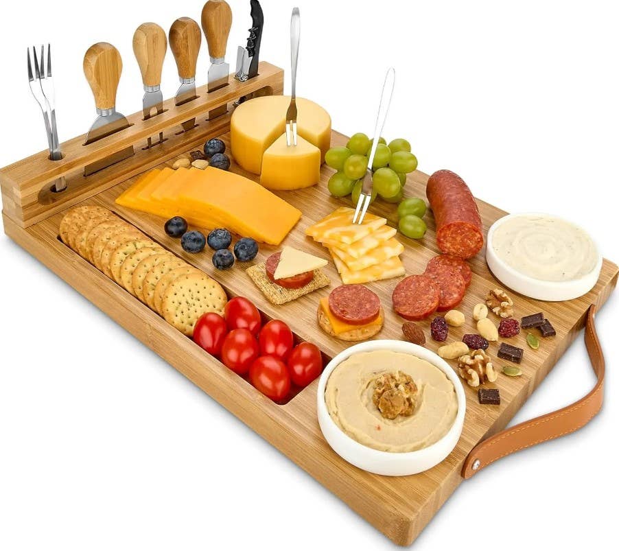 Merchandise Unlimited - Bamboo Charcuterie Board - Exquisite Cheese Board and Knife