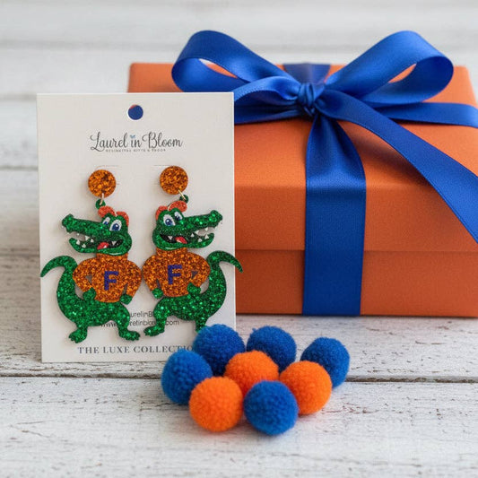 Laurel in Bloom - Quinn Glitter Mascot Gator Cutout Earrings: Gator B