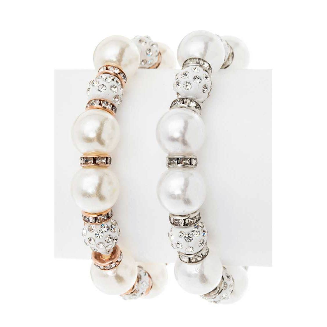 Artini Accessories - Glass Pearl Crystal Beads Stretch Bracelet Set