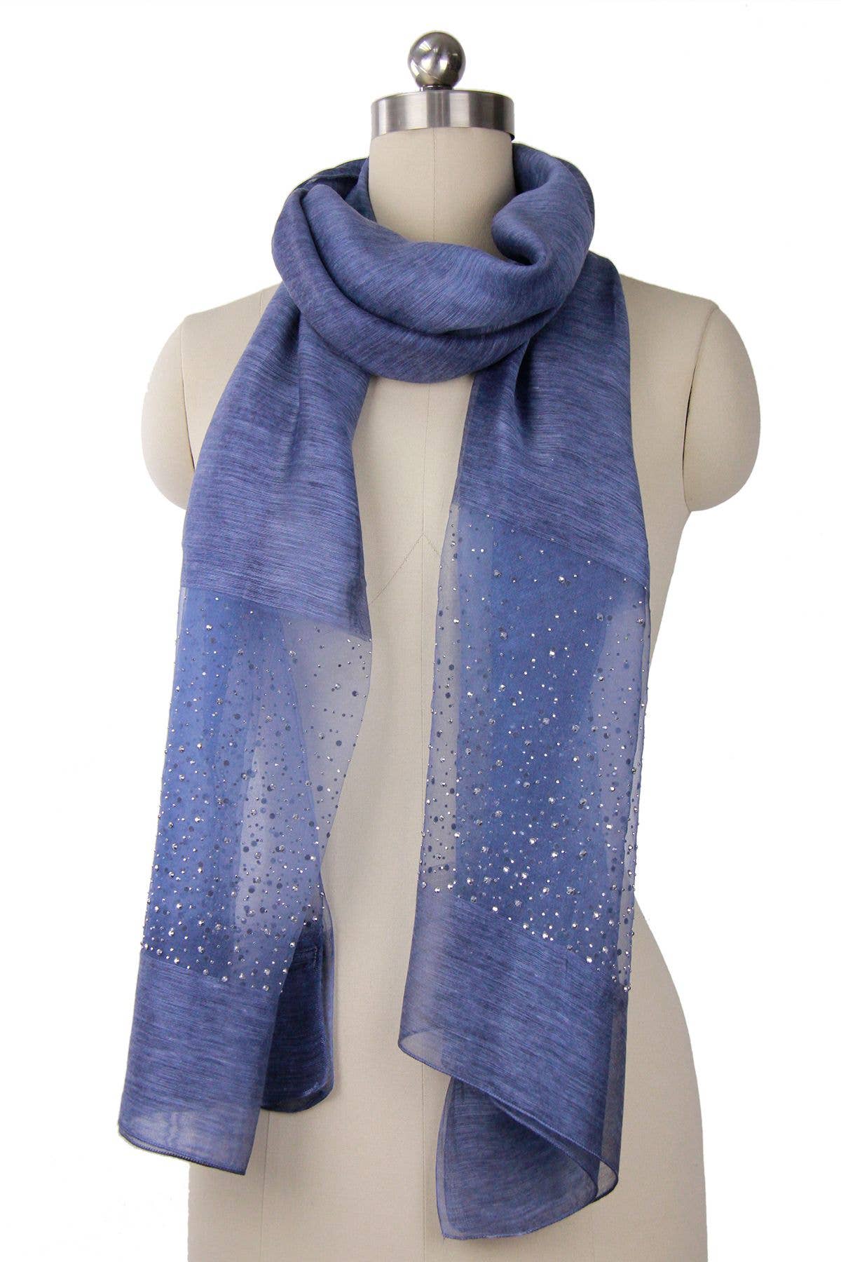 SAACHI - Star Gazer Wool Blend Sparkle Silk Scarf: Taupe