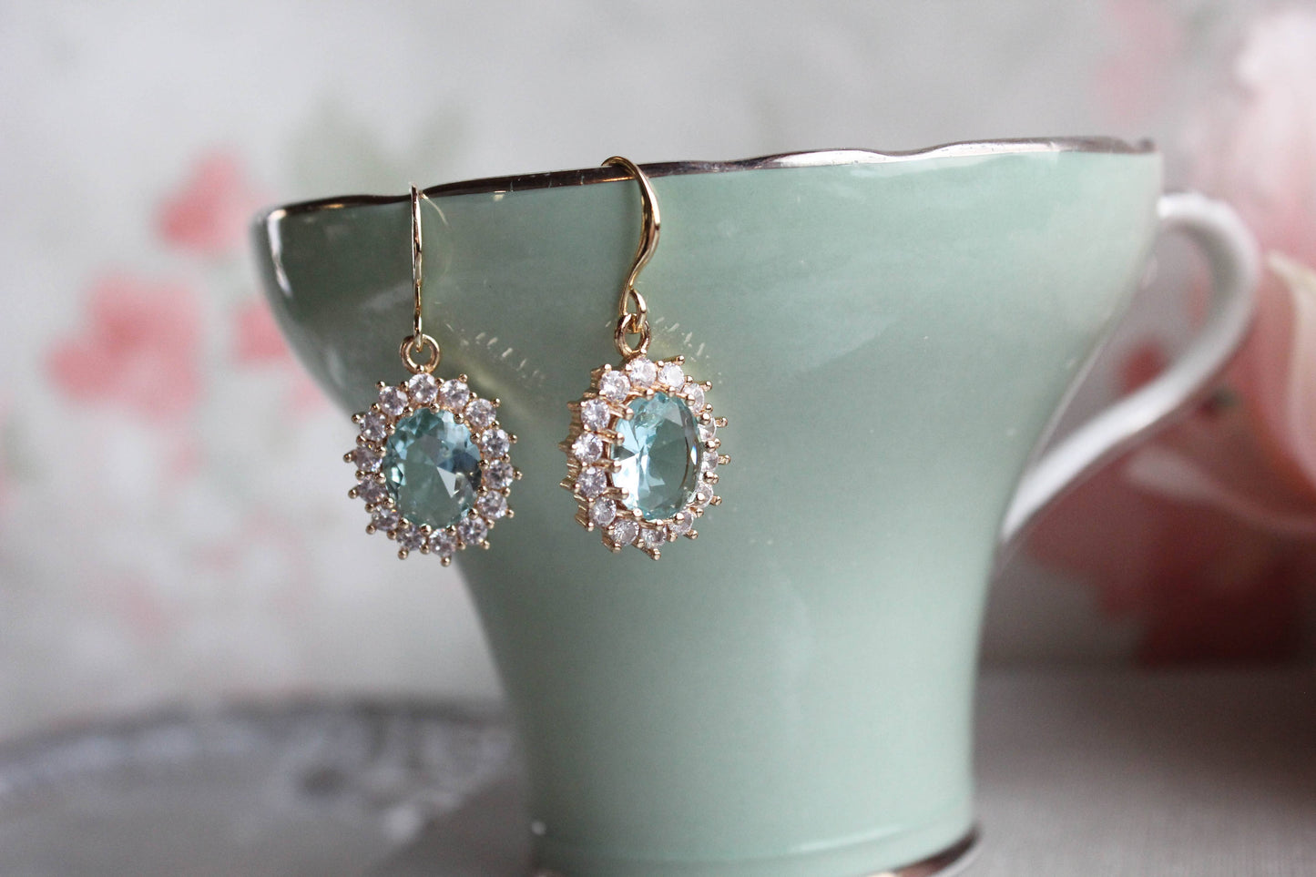 A Pocket of Posies - Aqua Glass Earrings