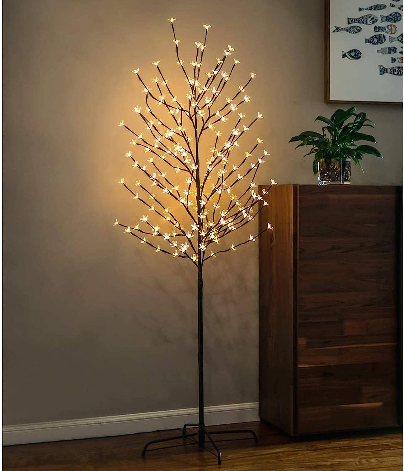 Perfect Holiday - Plastic Cherry Blossom Tree Light - Warm White 6': Warm White