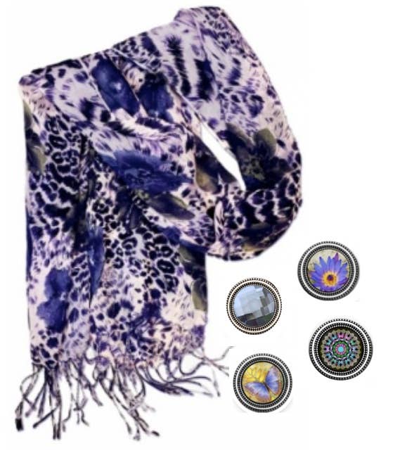 MagneButton - Periwinkle Crystal Magnet Button Pin Set