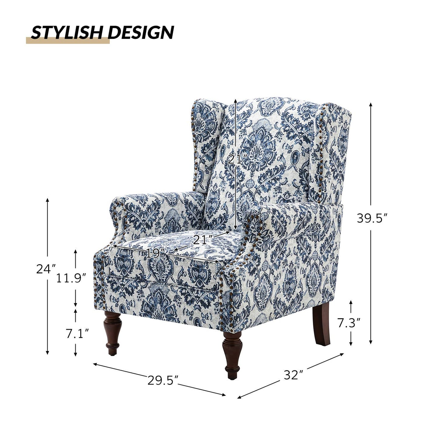 Karat Home - Theodor Armchair: Navy