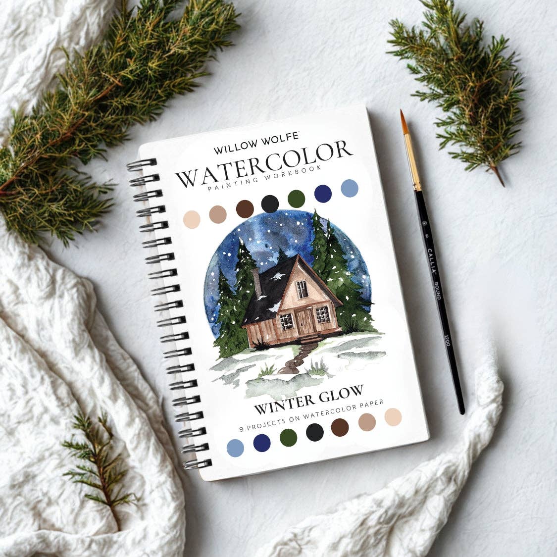 Willow Wolfe USA - Winter Glow Watercolor Workbook By Nya Wolfe