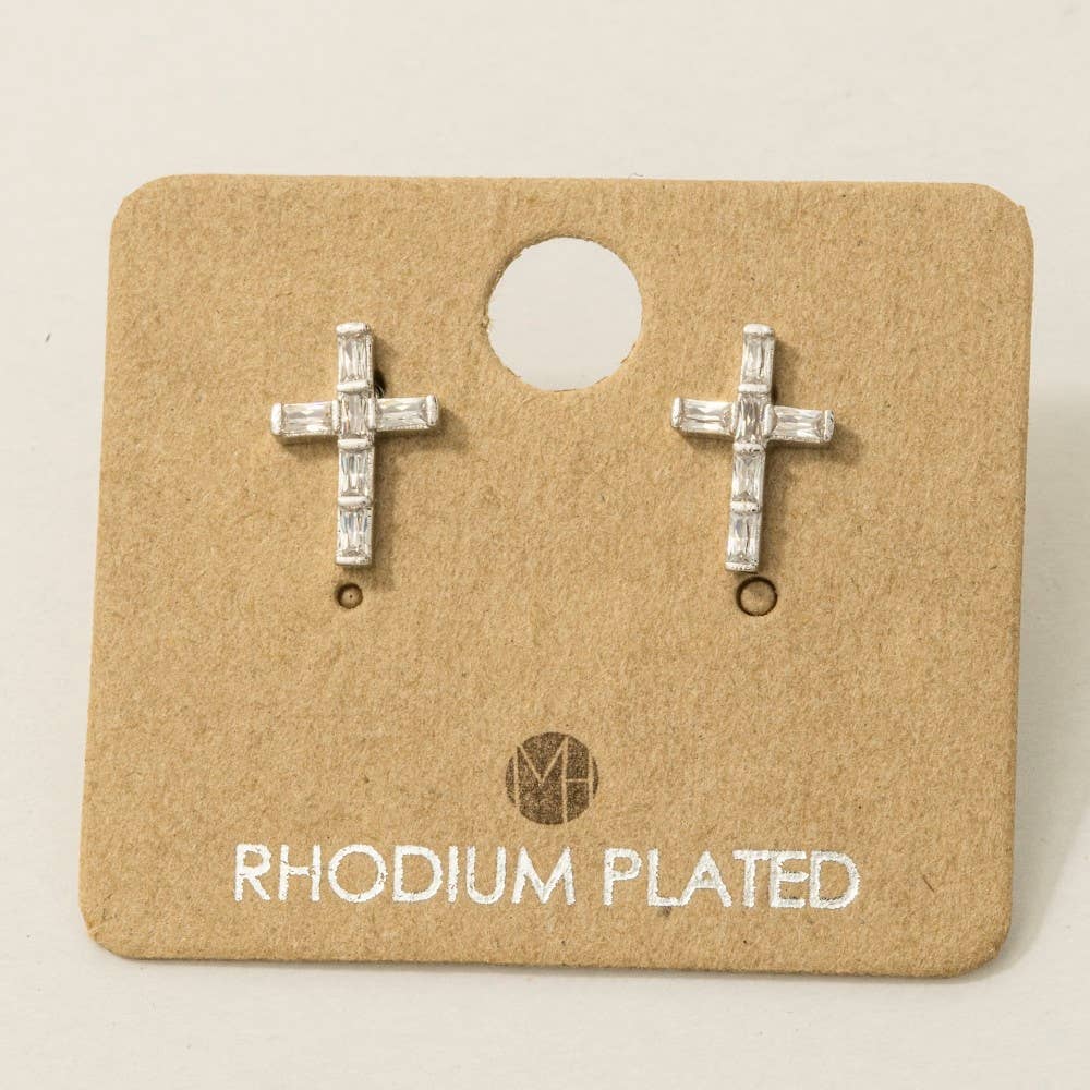 The Looks by Fame Accessories - Mini Cross Stud Earrings: G