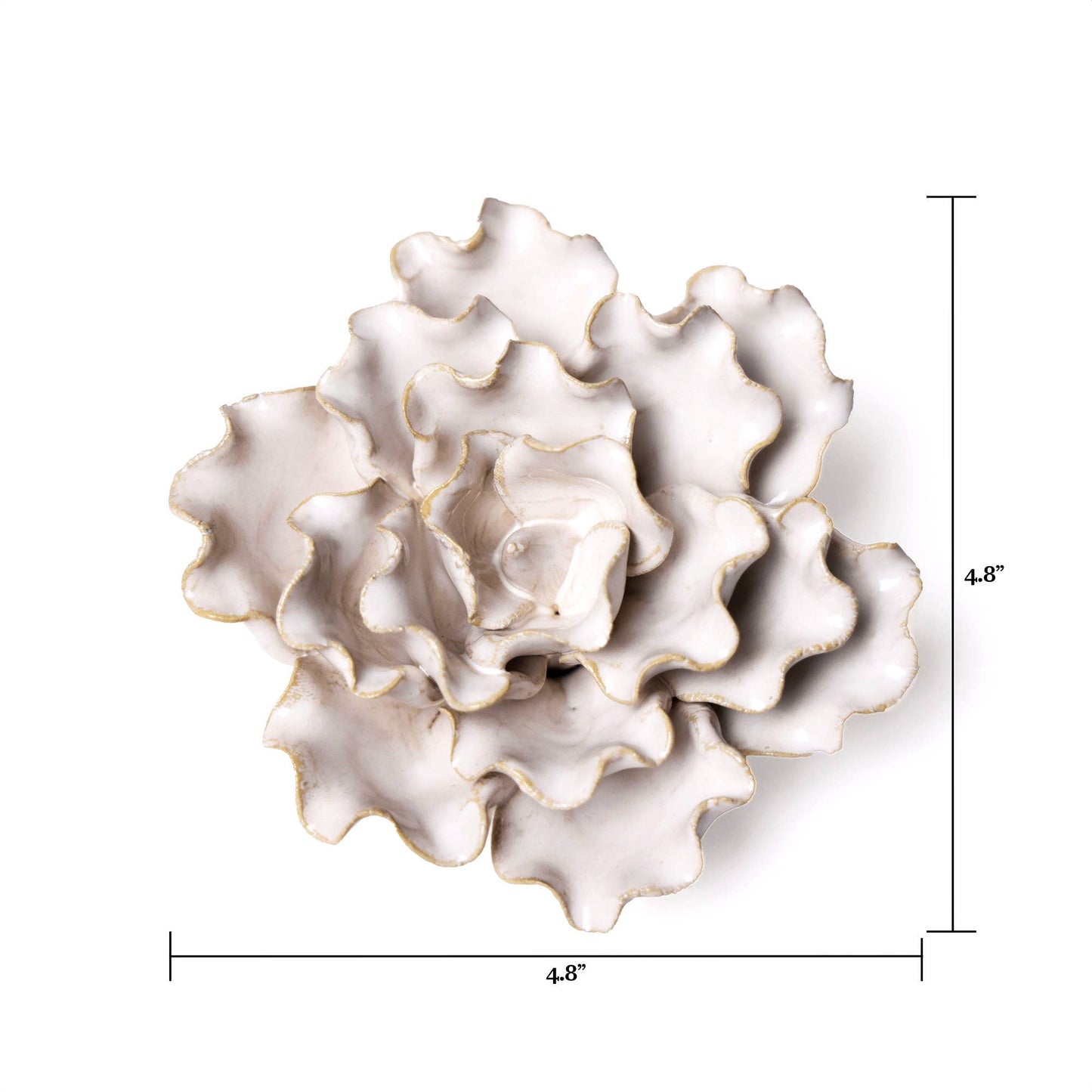 Chive - Coastal White Ceramic Flowers For Tabletop Or Wall Hanging: Ivory Rose