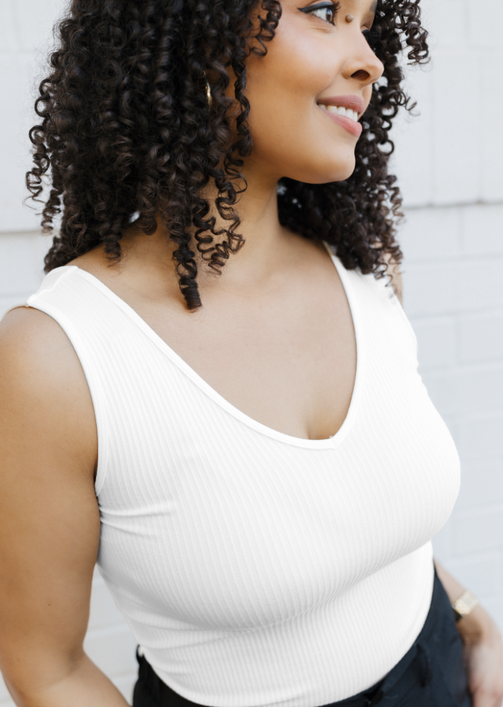 ELIETIAN - Ribbed Reversible Tank - Curvy Fit: Ivory