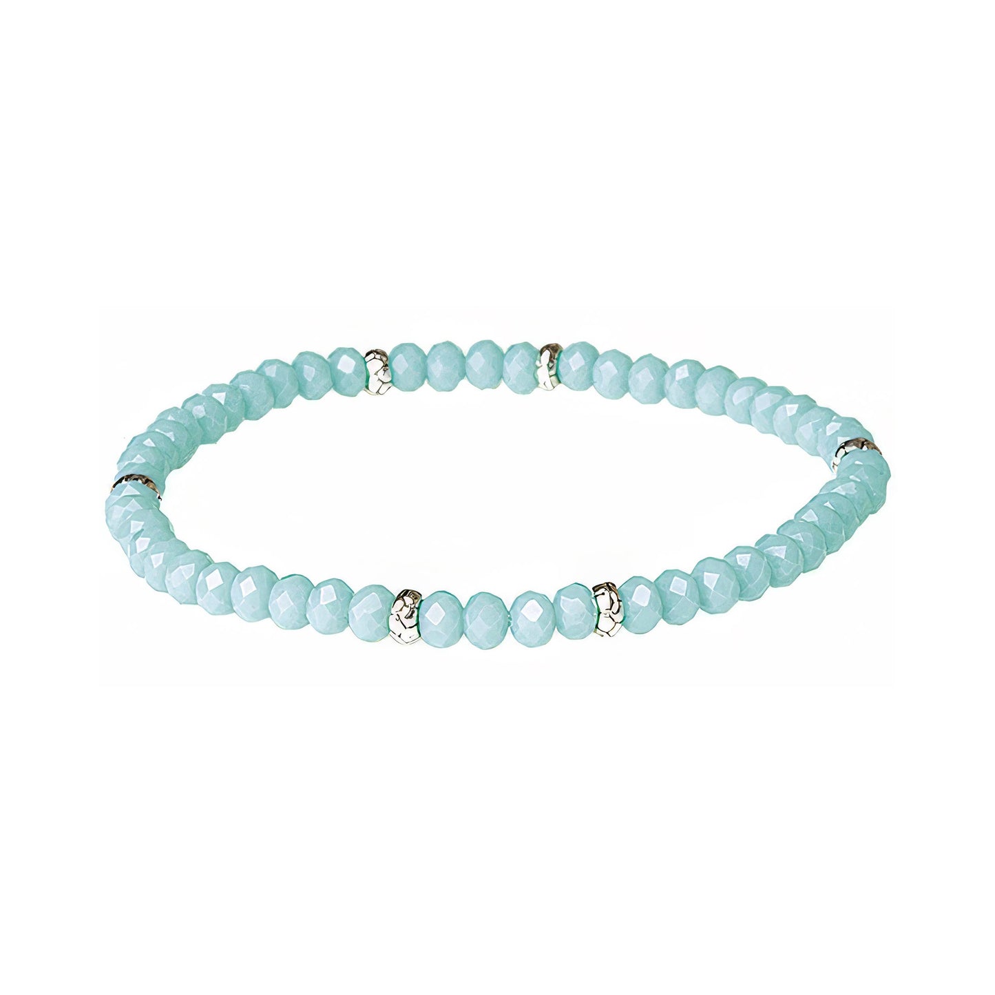 My Fun Colors - Mini Crystal Beaded Stretch Bracelet | So Many Great Colors!: Sea Mist+Silver Accent (MC710S)