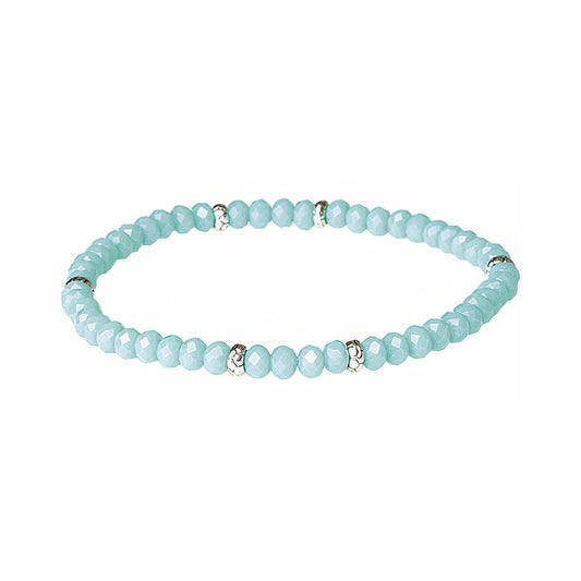 My Fun Colors - Mini Crystal Beaded Stretch Bracelet | So Many Great Colors!: Sea Mist+Silver Accent (MC710S)