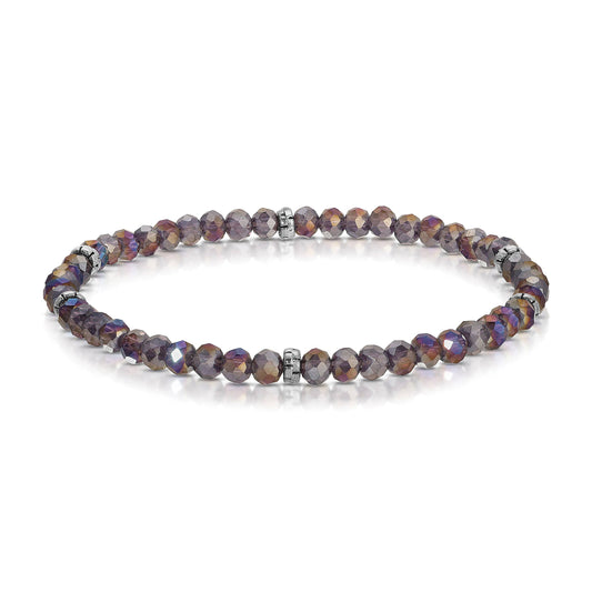 My Fun Colors - Mini Crystal Beaded Stretch Bracelet | So Many Great Colors!: Amethyst Gold ab+Silver Accent (MC903S)