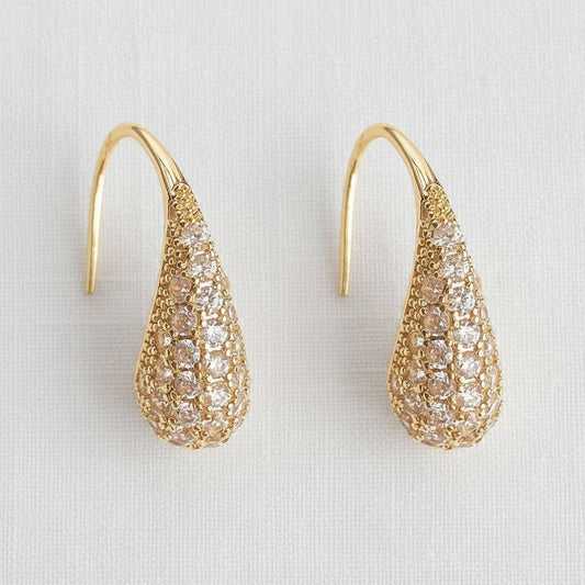 Ellemadera - French Vintage Cubic Zirconia Drop Earrings