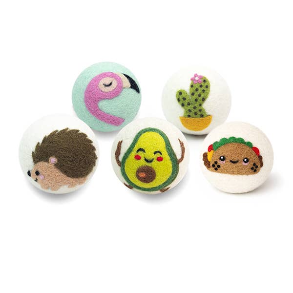 Ethical Global - Avocado Cactus Flamingo Hedgehog Taco Eco Wool Dryer Balls : Cactus