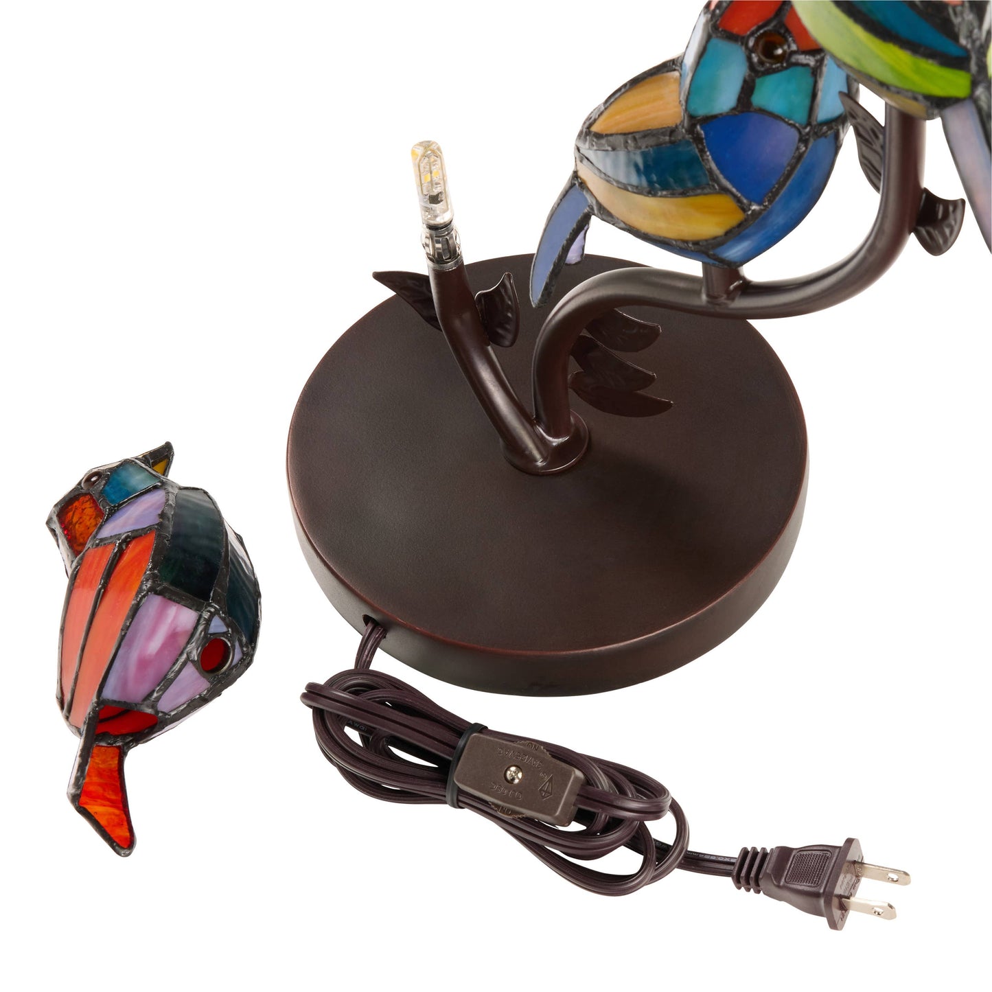 River of Goods - 15"H Tiffany-Style Stained Glass Bird Novelty Table Lamp