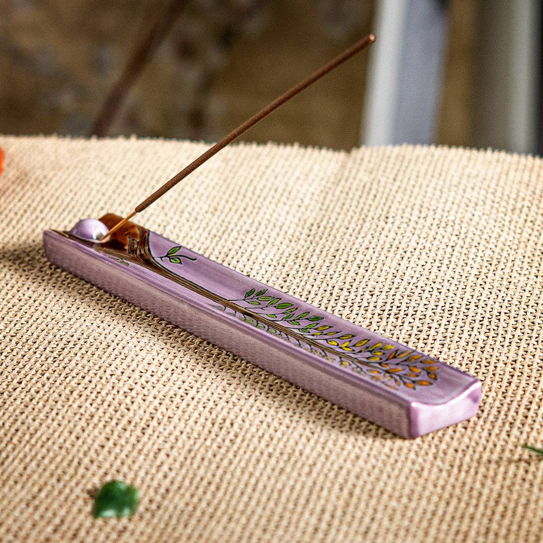Urban Tokyo - Handpainted Ceramic Incense Holder 9 inch L Tree of Life (1/72)