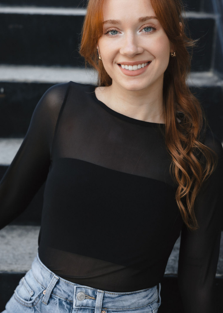 ELIETIAN - Sheer Long Sleeve Top: Regular