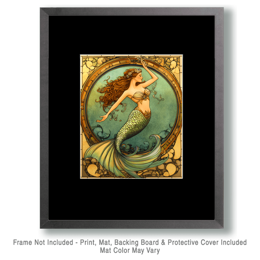 Mowbi - Ascending Mermaid - Wall Art Print - Ocean Seaside Beachcore - 8"x10" Artwork - 11"x14" Matte
