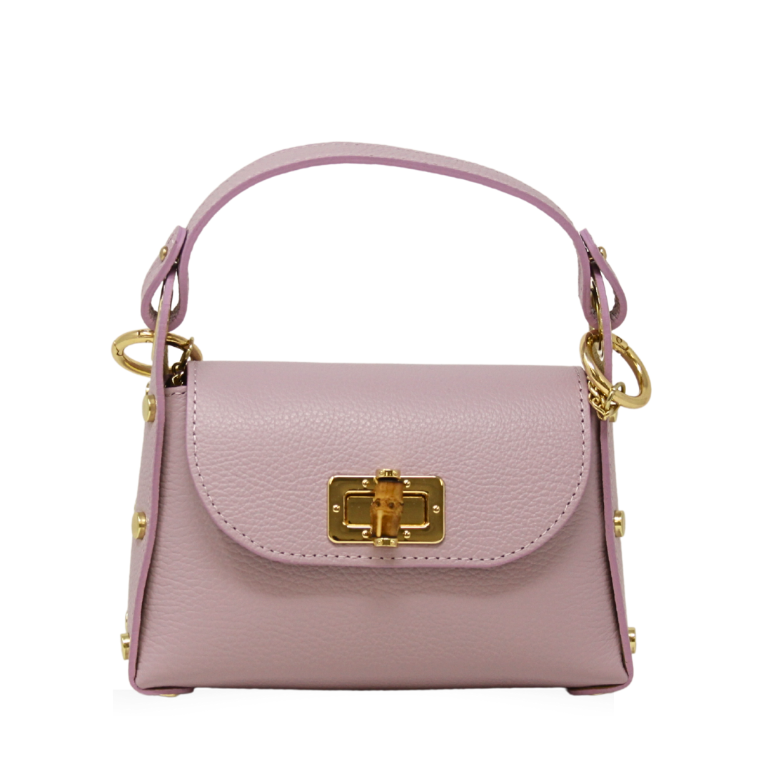 German Fuentes Handbags - GF1075 GENUINE ITALIAN LEATHER  BAMBOO CLASP, CROSSBODY BAG: NAVY