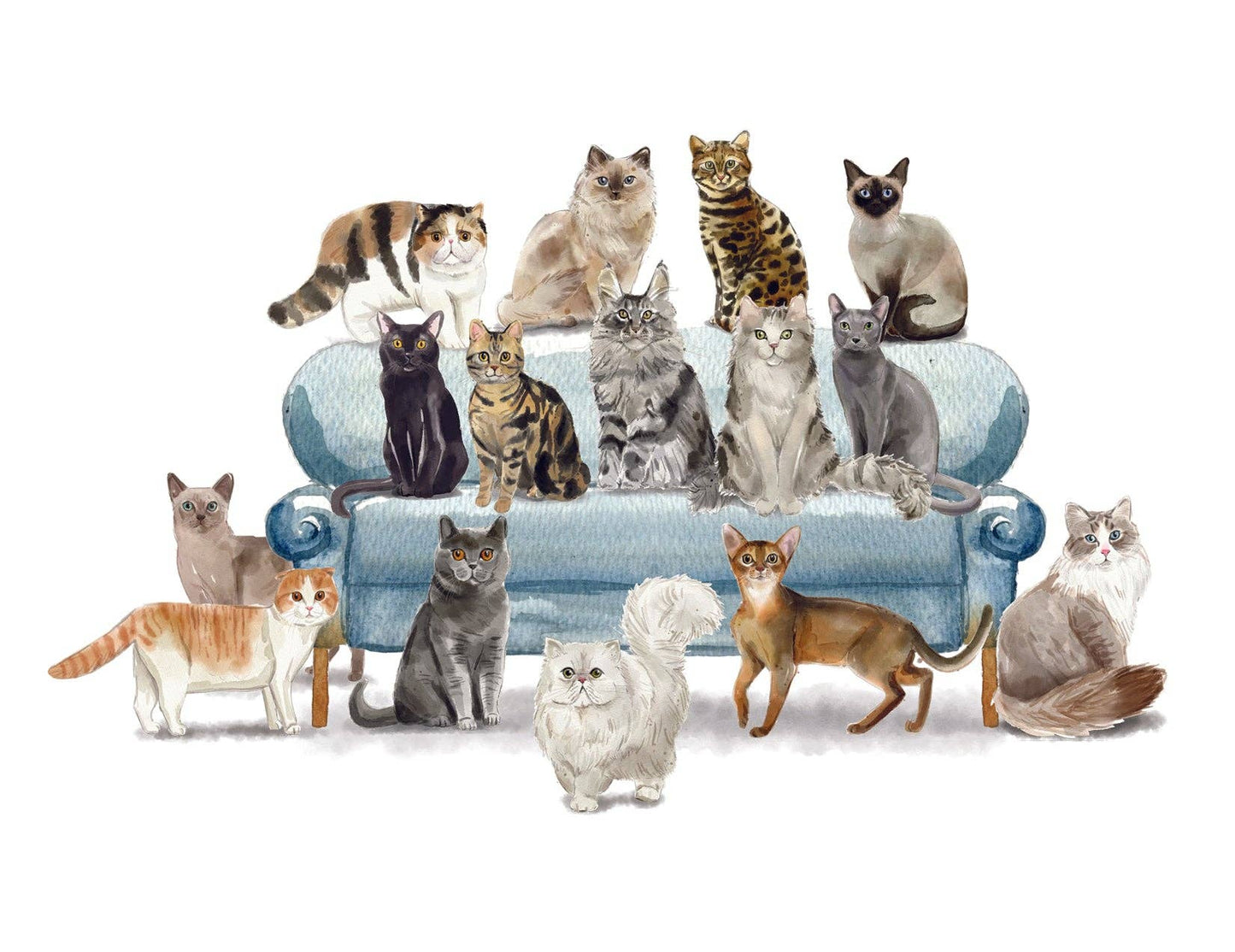 Bourbon & Bacon - Cats On a Sofa Note Cards